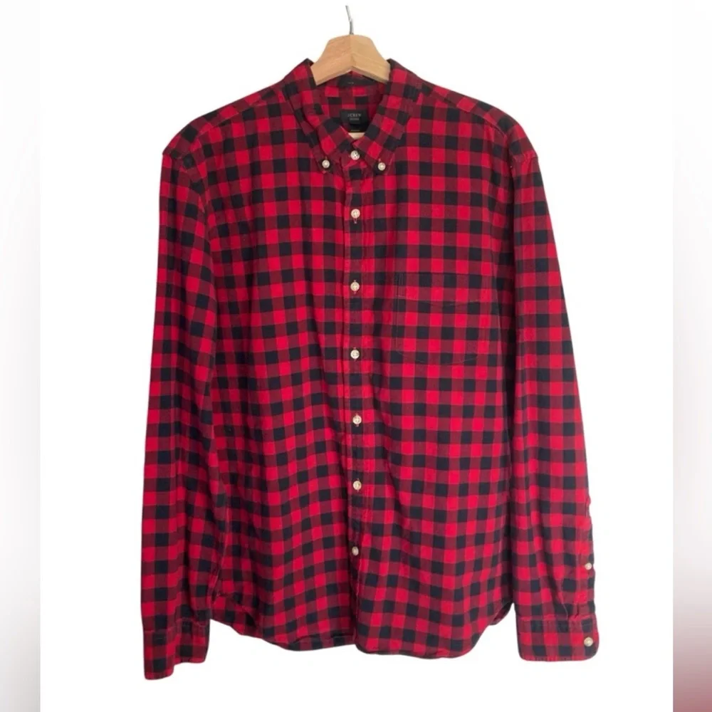 J. Crew Red & Black Buffalo Check Button-Down Slim Fit Shirt